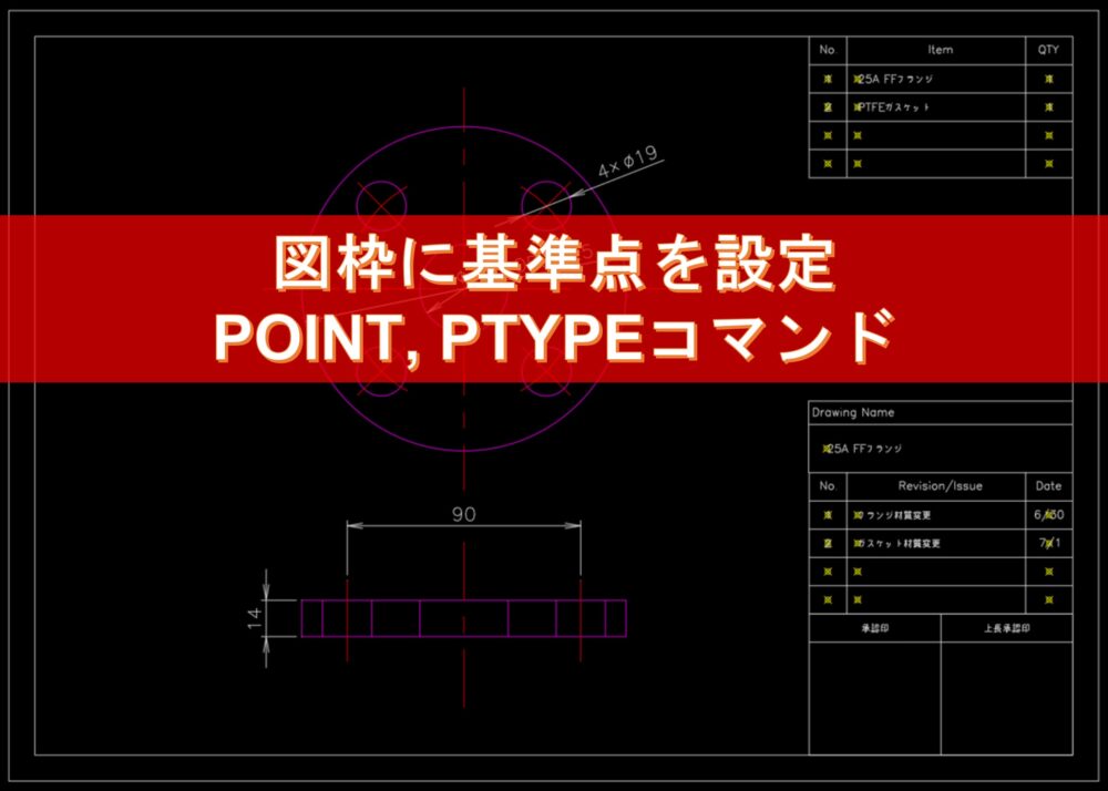 【AutoCAD小技】図枠に基準点を設定する | POINT、PTYPEコマンド